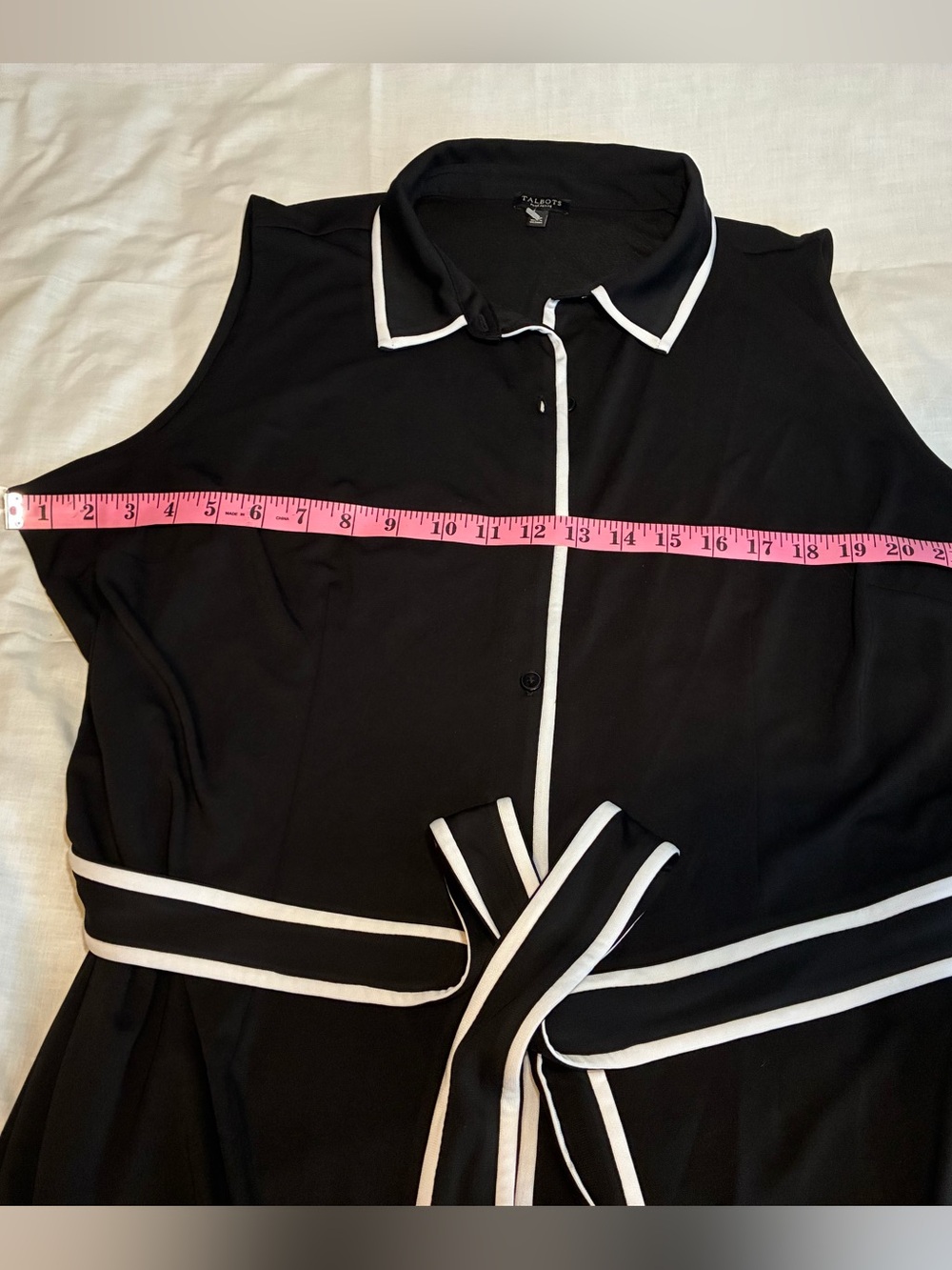 Talbots tipped jersey shirtdress in black with white contrast piping Trim - 2Xp - Picture 8 of 16